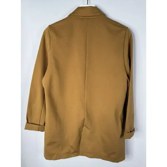 Garnet Hill Knit Relaxed Blazer Womens Sz 8 Praline Brown Camel Academia‎ $169 - Picture 6 of 12
